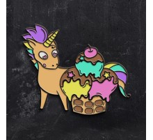 Металлический значок-пин Единорог с мороженым