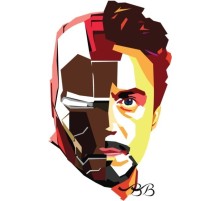 Деревянный значок «Железный Человек / Роберт Дауни-младший»