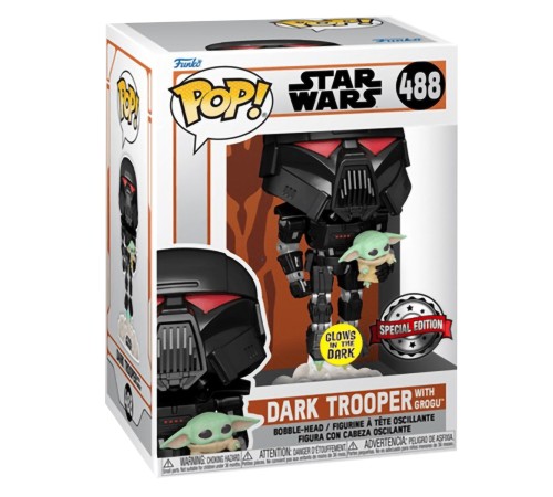 Фигурка Funko POP! Bobble Star Wars Mandalorian Dark Trooper With Grogu (GW) (Exc) (488) 58286