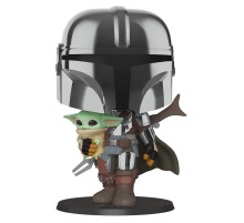 Фигурка Funko POP! Bobble Star Wars Mandalorian Mandalorian with Child Chrome 10