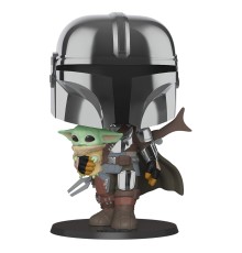 Фигурка Funko POP! Bobble Star Wars Mandalorian Mandalorian with Child Chrome 10