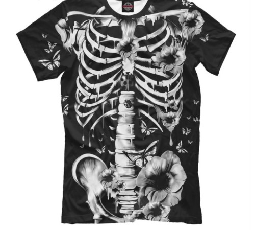 Футболка мужская Floral Skeleton, размер L