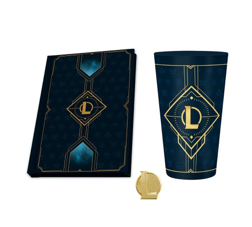 Набор подарочный League Of Legends Hextech logo Бокал 400ml + значок + Записная книжка ABYPCK215