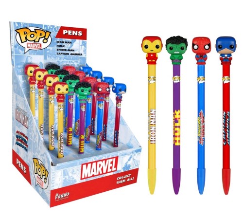 Ручка Funko POP! Pen Toppers: Marvel: Assorted 16pc PDQ (1шт.) 7458