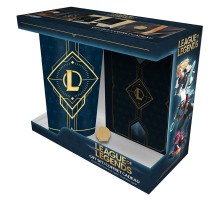 Набор подарочный League Of Legends Hextech logo Бокал 400ml + значок + Записная книжка ABYPCK215