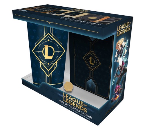 Набор подарочный League Of Legends Hextech logo Бокал 400ml + значок + Записная книжка ABYPCK215