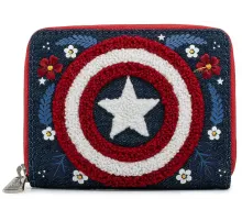 Кошелек Loungefly Marvel Captain America 80th Anniversary Floral Sheild Zip Around Wallet MVWA0157