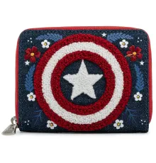 Кошелек Loungefly Marvel Captain America 80th Anniversary Floral Sheild Zip Around Wallet MVWA0157