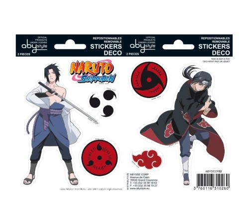 Наклейки Naruto Shippunden - Stickers - 16x11cm/ 2 Sheets - Sasuke/ Itachi X5 ABYDCO152